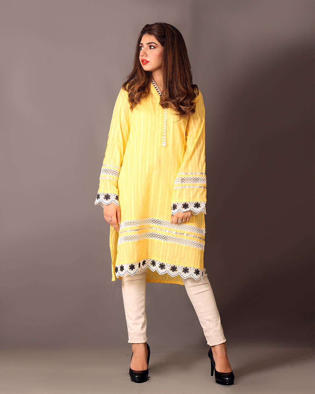 MANGO YELLOW LACES SHIRT