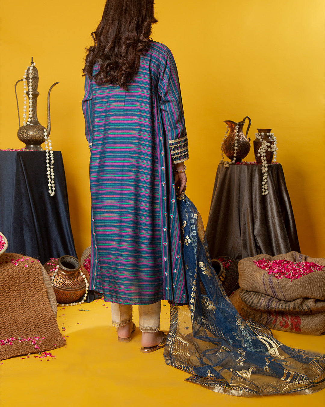 BLUE STRIPED GALA CHATTA FLARE 2PC