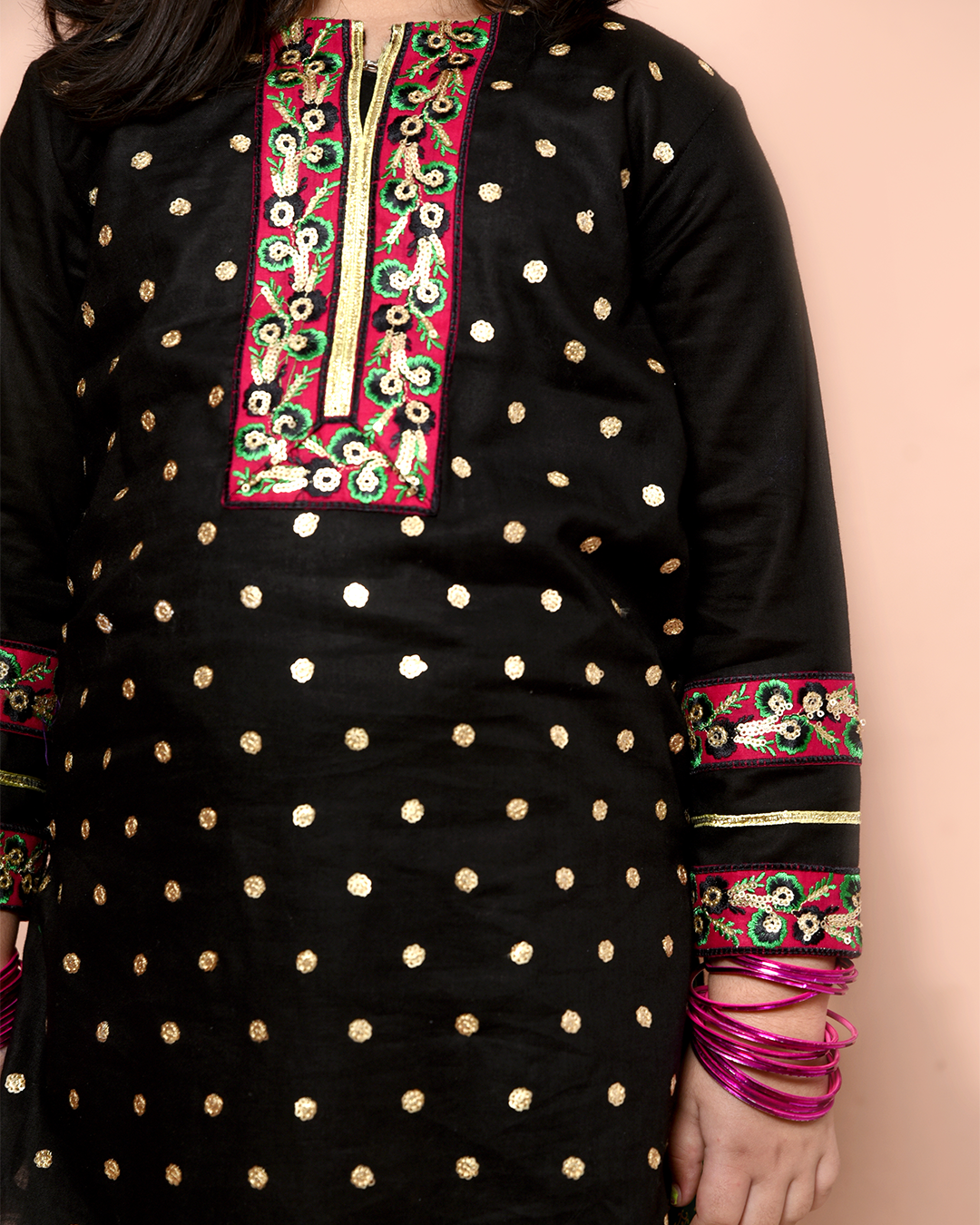 BLK SEQUINS EMB SHALWAR SET