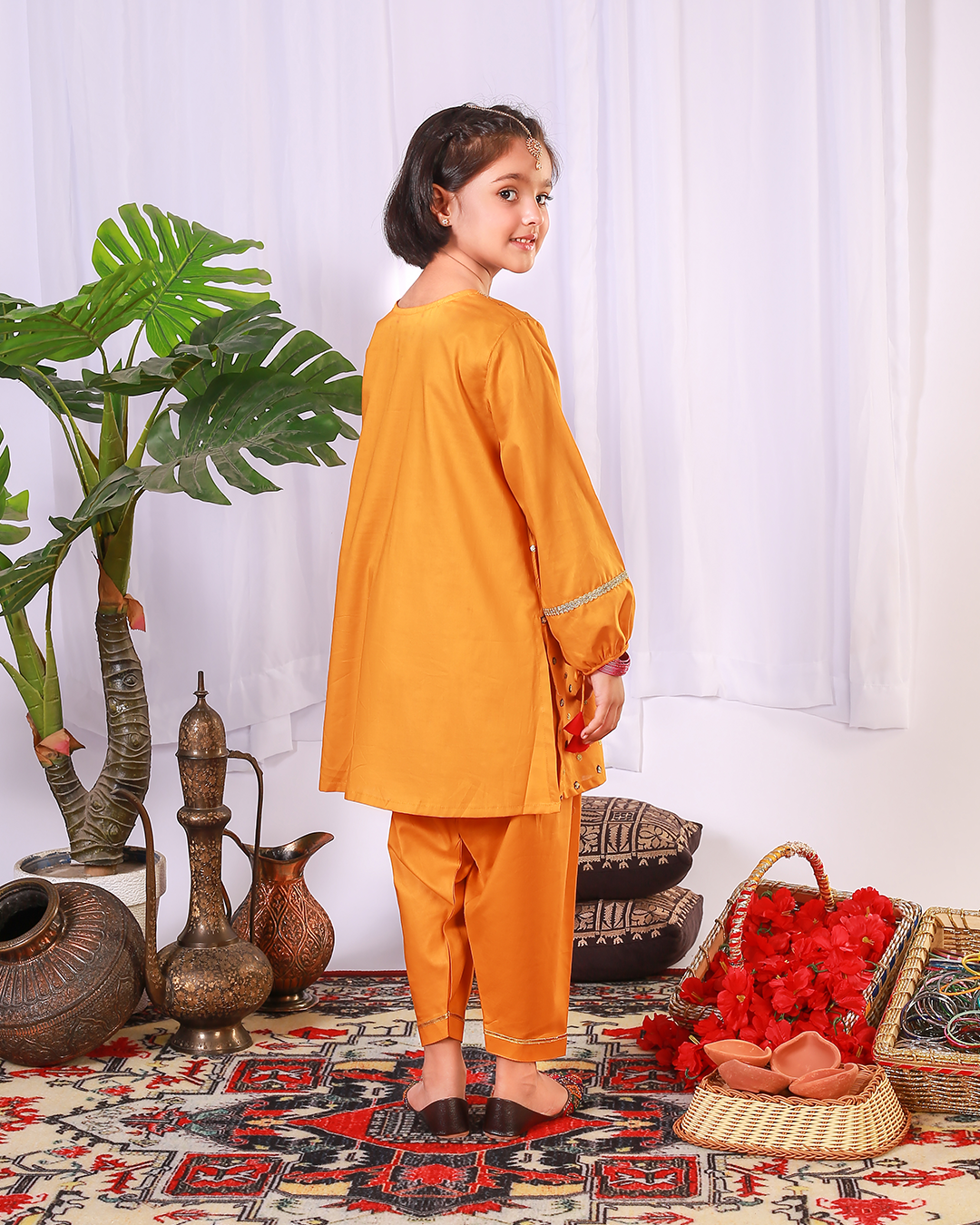 MUSTARD SEQUINS FOULARD SHALWAR SET