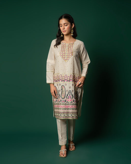 GOLDEN MASOORI PAISLEY EMB 2PC