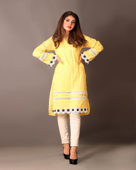 MANGO YELLOW LACES SHIRT