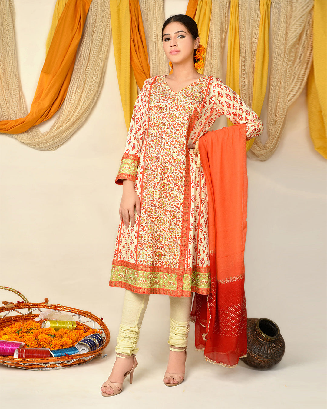 BLOCK PRINT ANGRAKHA 3PC
