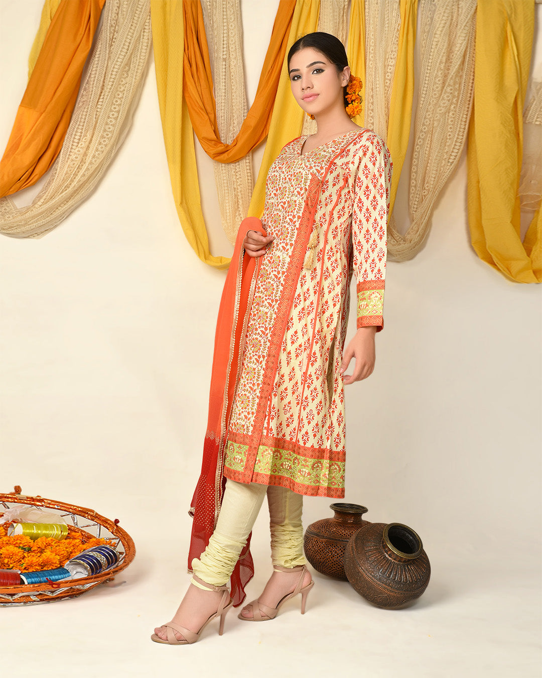 BLOCK PRINT ANGRAKHA 3PC