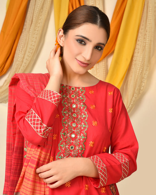 RED FLORAL 3PC SUIT