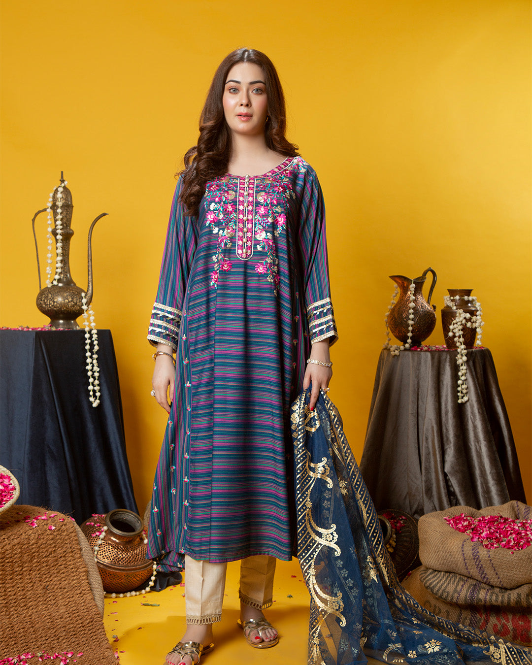 BLUE STRIPED GALA CHATTA FLARE 2PC