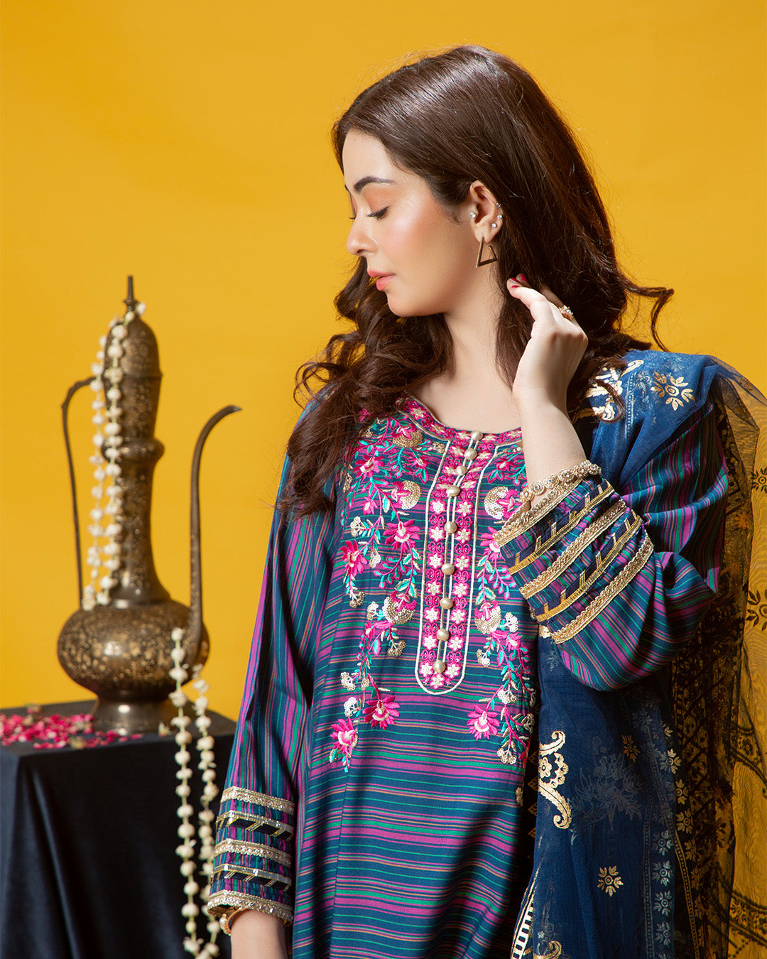 BLUE STRIPED GALA CHATTA FLARE 2PC