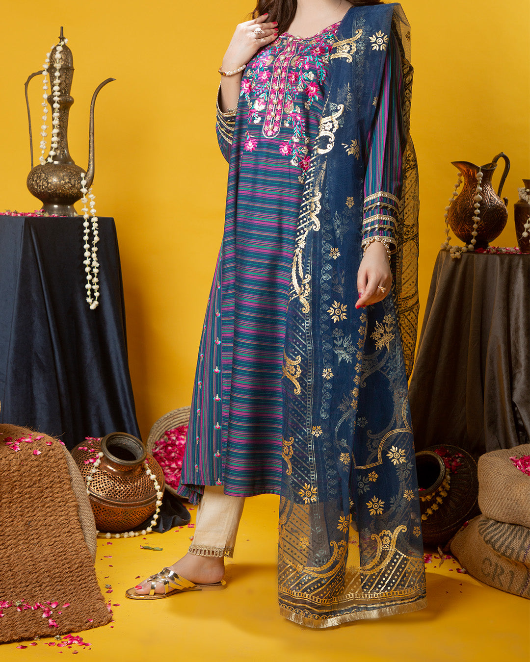 BLUE STRIPED GALA CHATTA FLARE 2PC