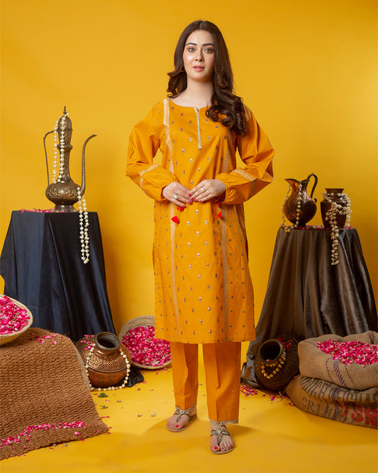 MUSTARD CHATTA EMB 2PC