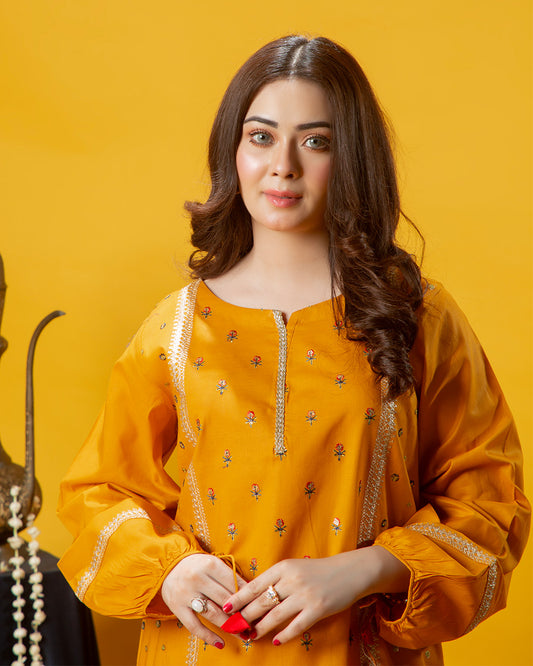 MUSTARD CHATTA EMB 2PC
