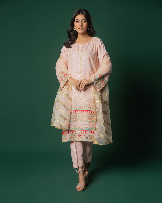 L. PINK FULL EMB MONOCHROME 3PC