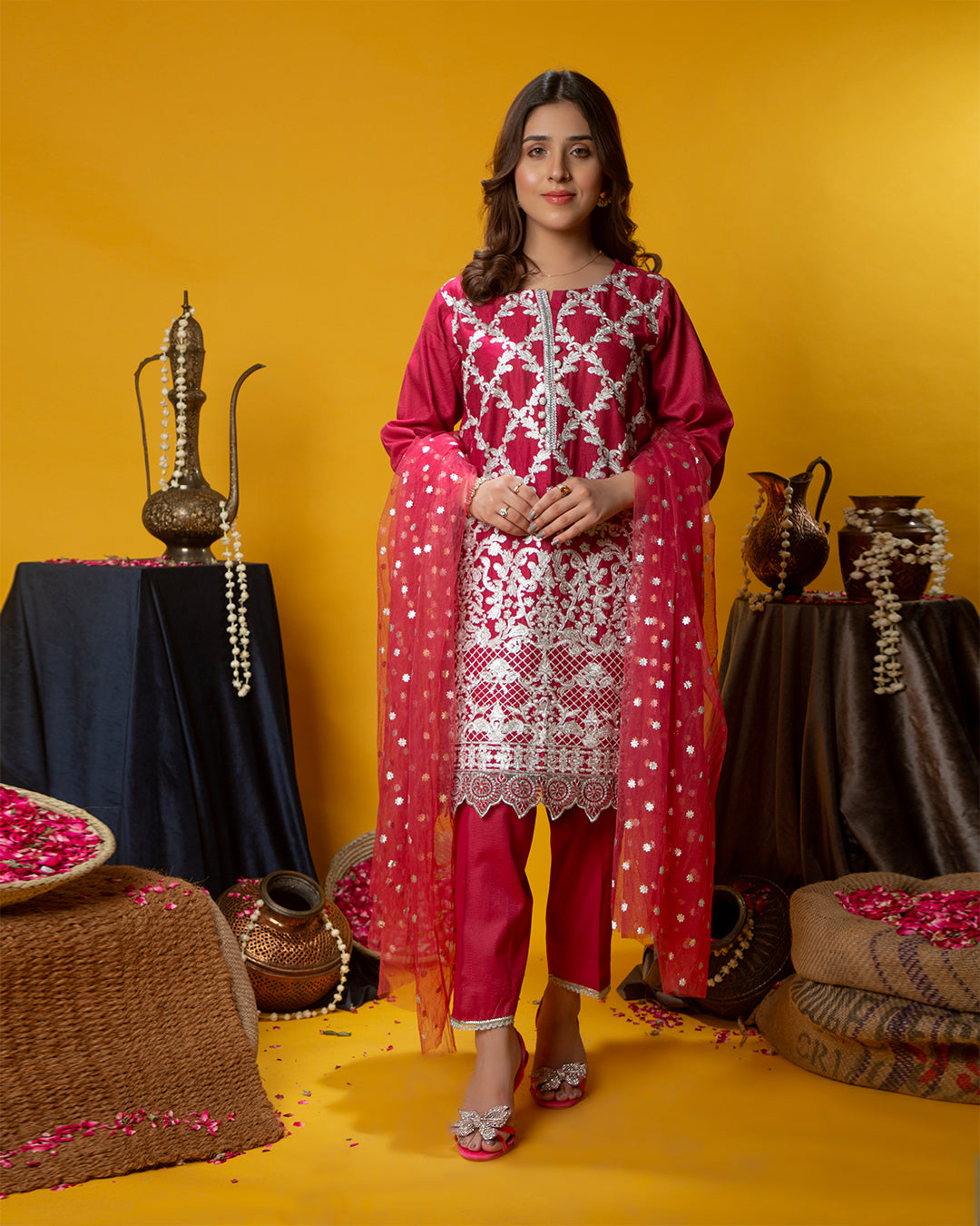 MAGENTA PINK FULL EMB 3PC