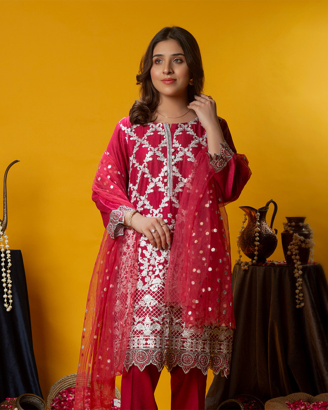 MAGENTA PINK FULL EMB 3PC
