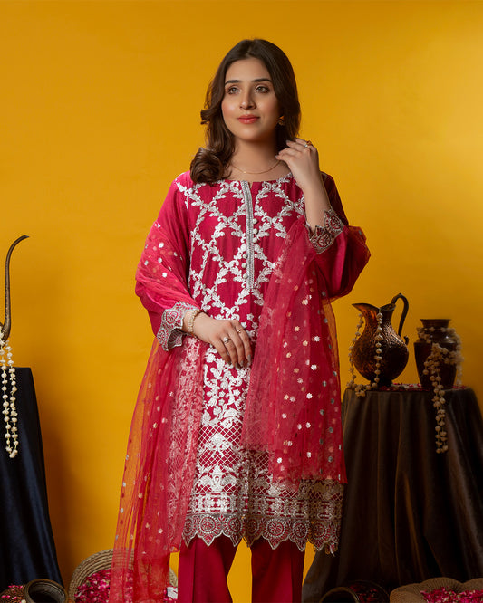 MAGENTA PINK FULL EMB 3PC