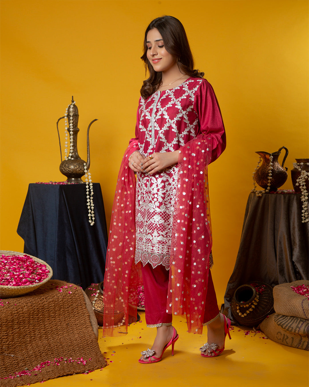 MAGENTA PINK FULL EMB 3PC