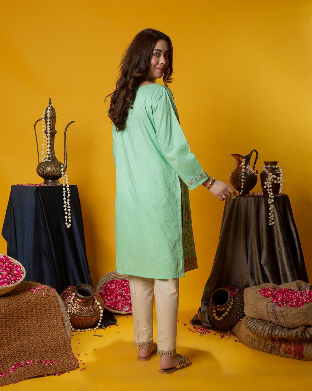 PISTACHIO PRINT EMB PANEL SHIRT