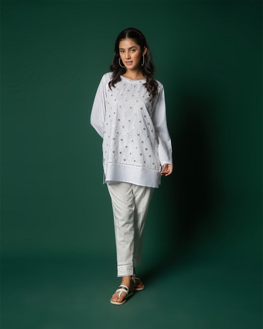 WHITE SEQUINS TUNIC