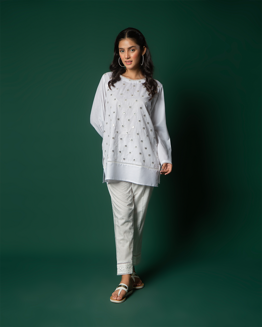 WHITE SEQUINS TUNIC