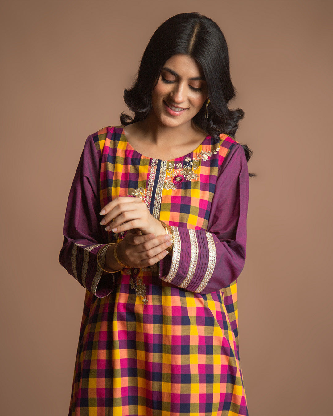 PINK CHECKERED FLARE 2PC
