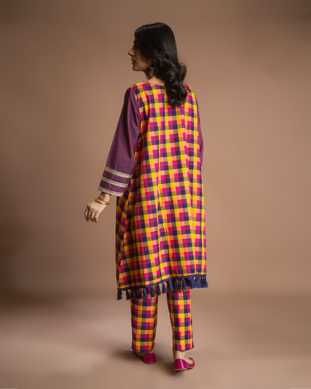 PINK CHECKERED FLARE 2PC