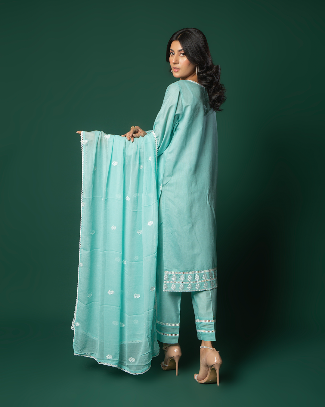 FEROZI COTTON NET WHITE EMB 3PC