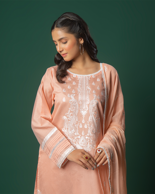 TEAPINK COTTON NET WHITE EMB 3PC