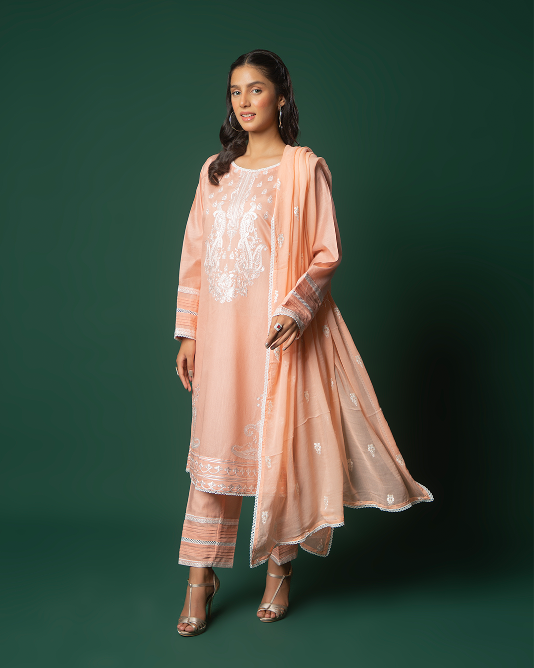 TEAPINK COTTON NET WHITE EMB 3PC