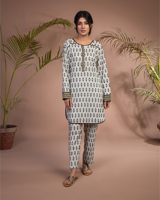 CRÈME IKAT JACQUARD CORD- SET