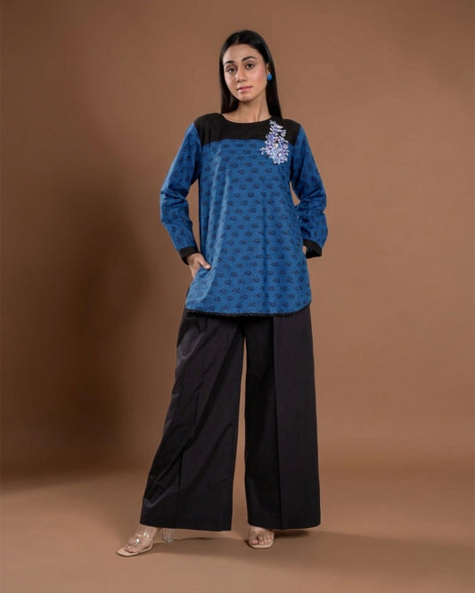 ROYAL SEGMENTED PRINT FLORAL TOP