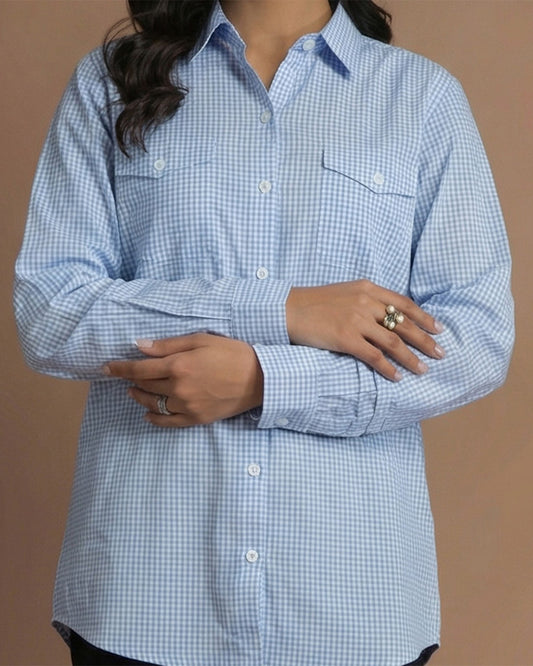 CHECKERED BUTTON DOWN LOOSE FIT TUNIC