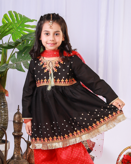 BLACK SEQUINS PEPLUM CULLOTE SET