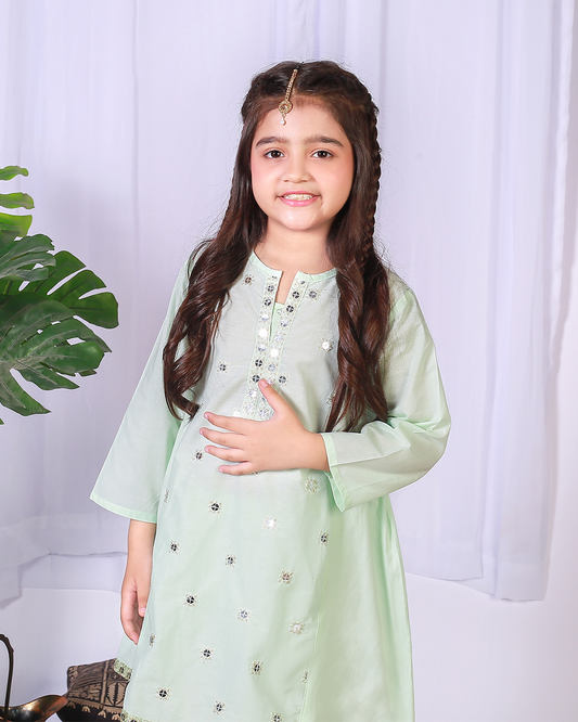 AQUA SEQUINS FLARE TROUSER SET