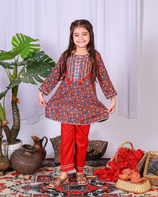 FLORAL PRINTED DORI TASSLE 2PC