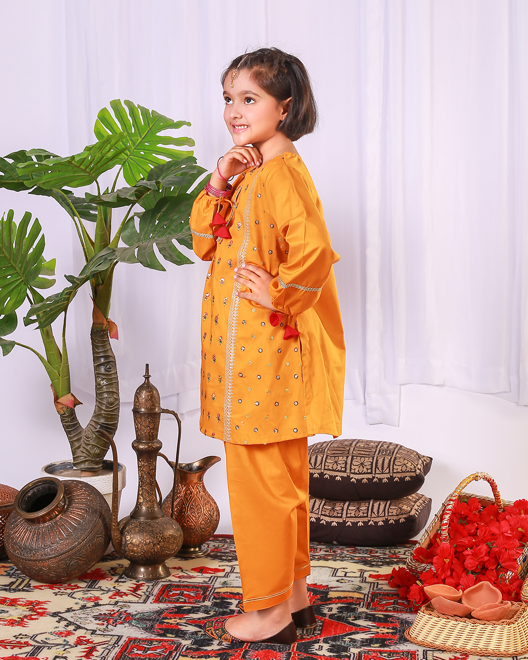 MUSTARD SEQUINS FOULARD SHALWAR SET