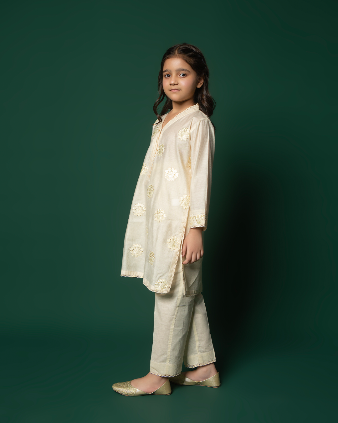 CRÈME MONOCHROMATIC COTTON NET EMB 2PC