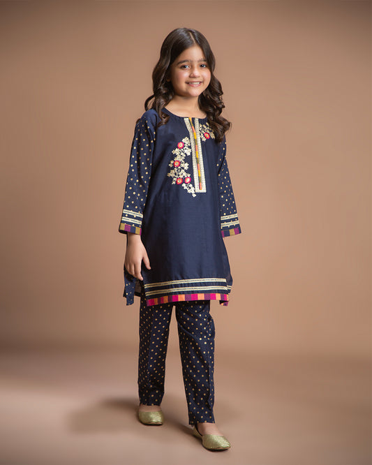 NAVY POLKA FLORAL BAIL TROUSER SET