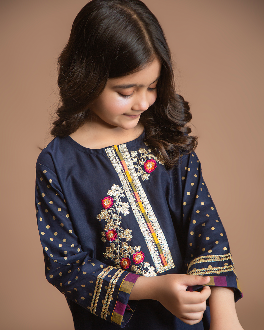 NAVY POLKA FLORAL BAIL TROUSER SET